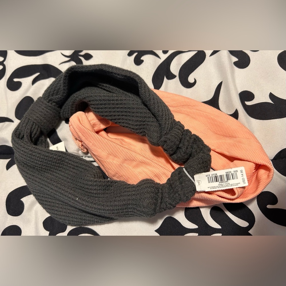 NWT 2 Aerie Women's Charcoal &Coral headbands-